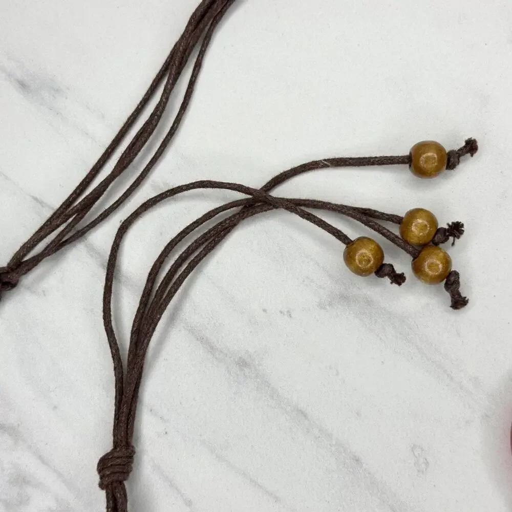 Wood Beaded Swirled Disc Tie Belt Large (L) ✨